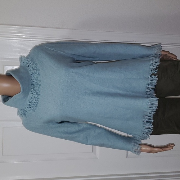 Nine West M lambswool turtleneck fringed trim blanket soft - Picture 1 of 7